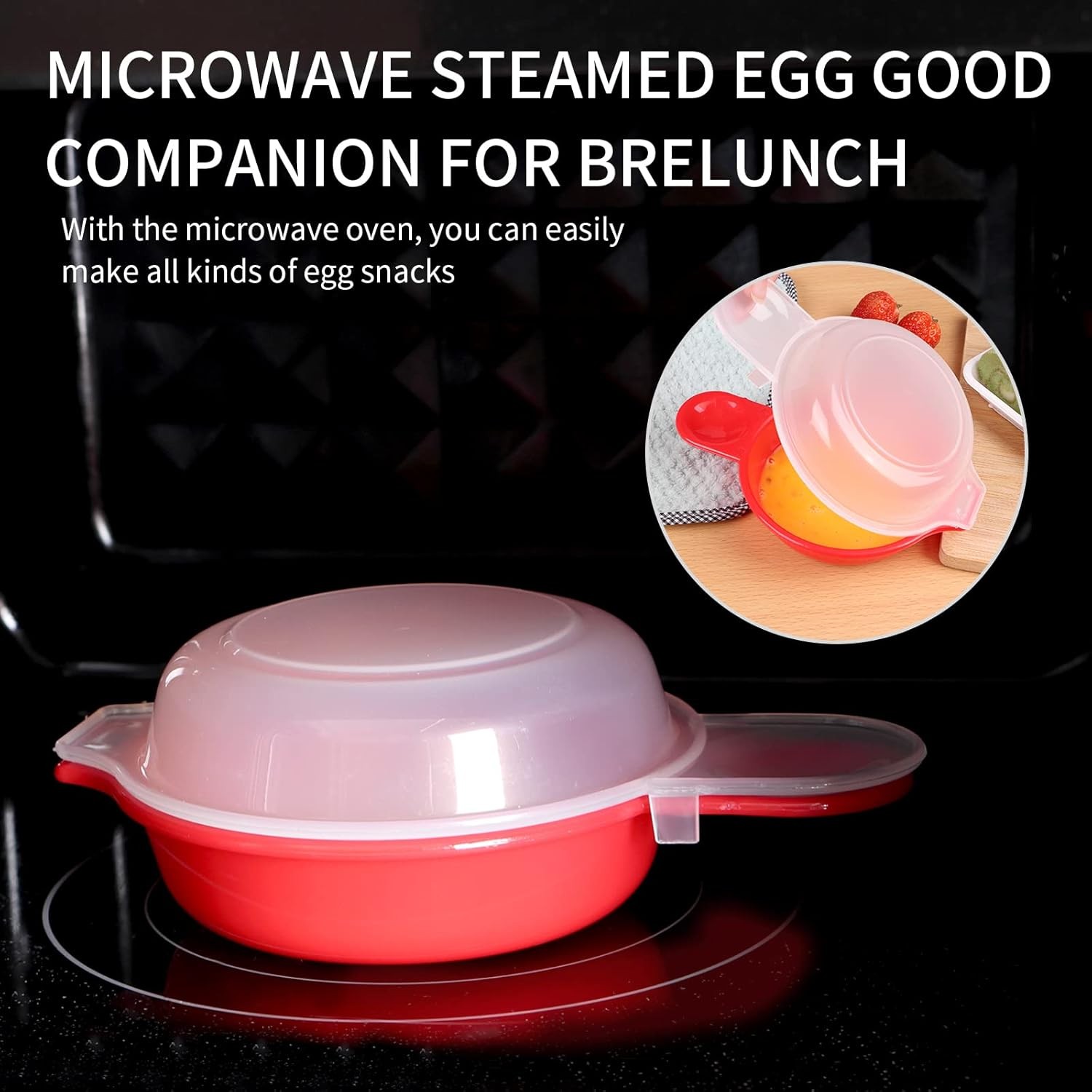 2 sets Microwave Egg Cooker,1 Minute Fast Hamburg Omelet Maker Red