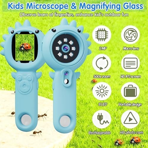 Portable Microscope for Kids & Toddlers, Mini Pocket Handheld Microscope with...