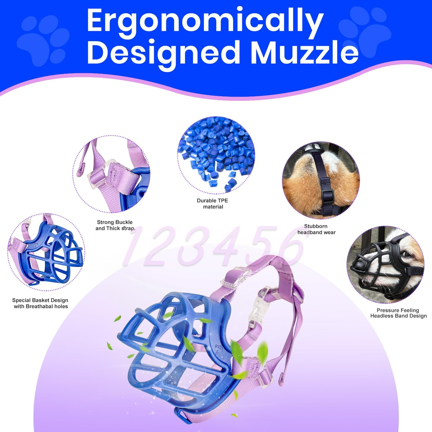 Dog Basket Muzzle for Anti Biting & Chewing, Lightweight Cage Design Allows P...