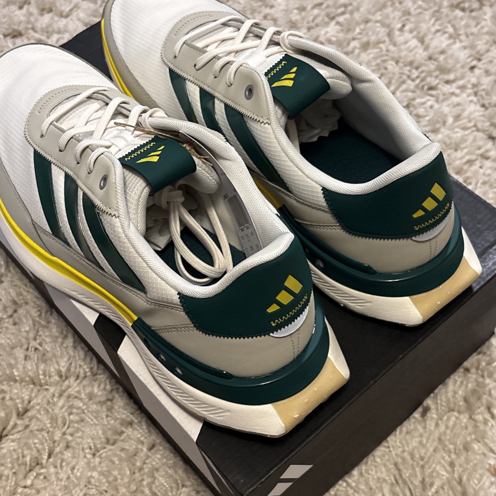 Adidas S2G 24 Men's Golf Shoes Spikeless - White / Green/ Yellow JI4030 Size 12