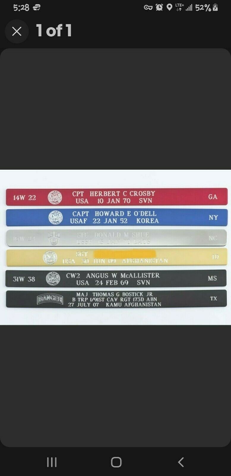 POW MIA KIA Bracelets....Customized