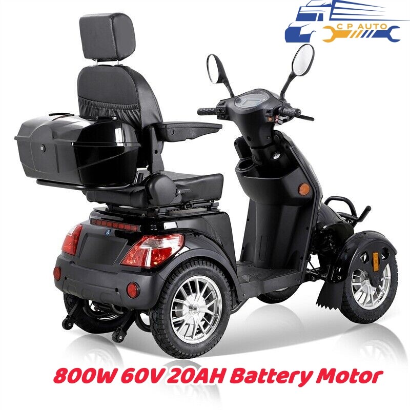 4-Wheel Travel Mobility Scooter 800W 60V 20AH Battery Motor Adult Senior Black
