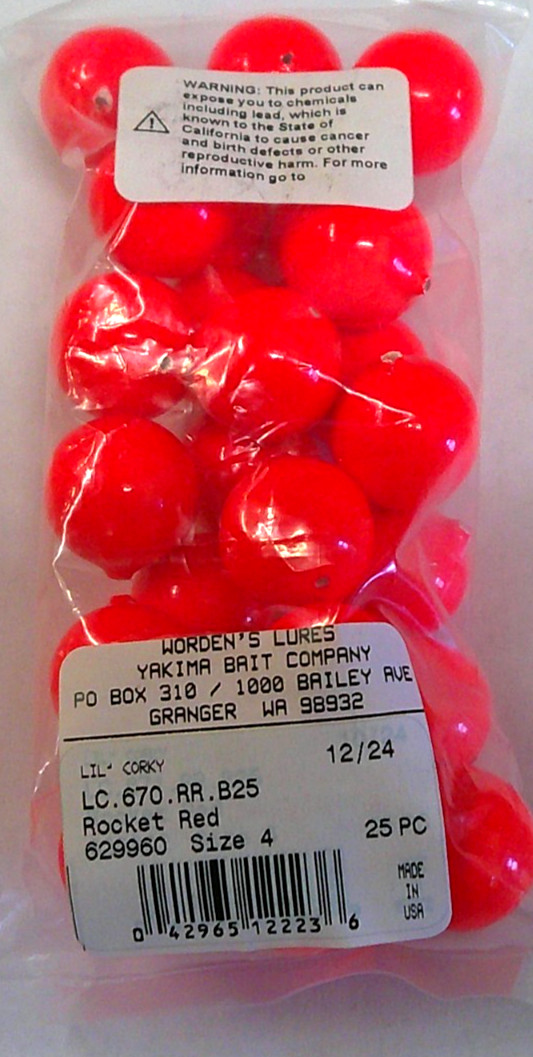 Worden's Lures Yakima Bait LIL Corky Corkies Float Steelhead Trout 670-RR 25pk