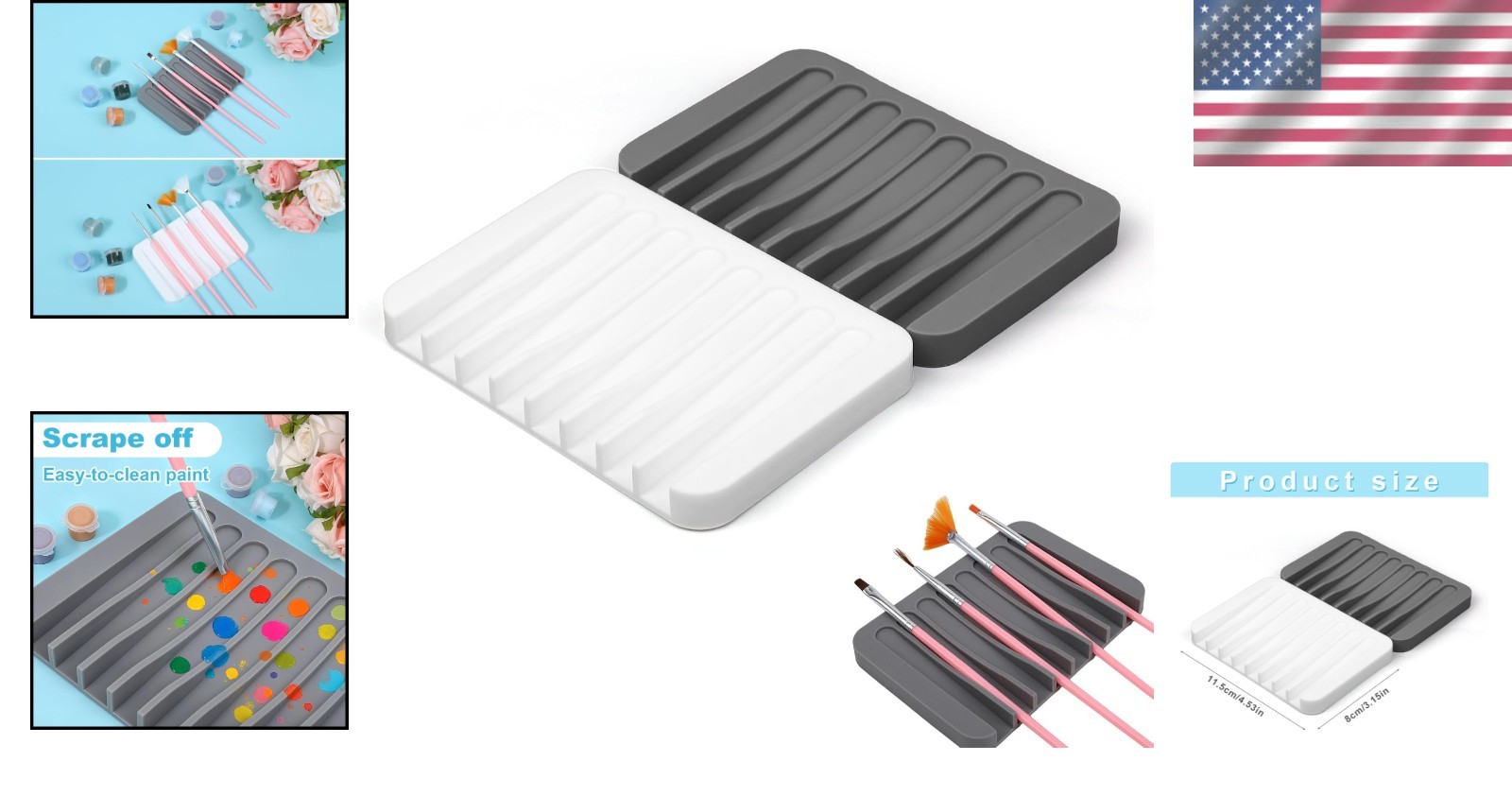Compact 8-Slot Silicone Paintbrush Organizer | Durable Clean & Store Solution