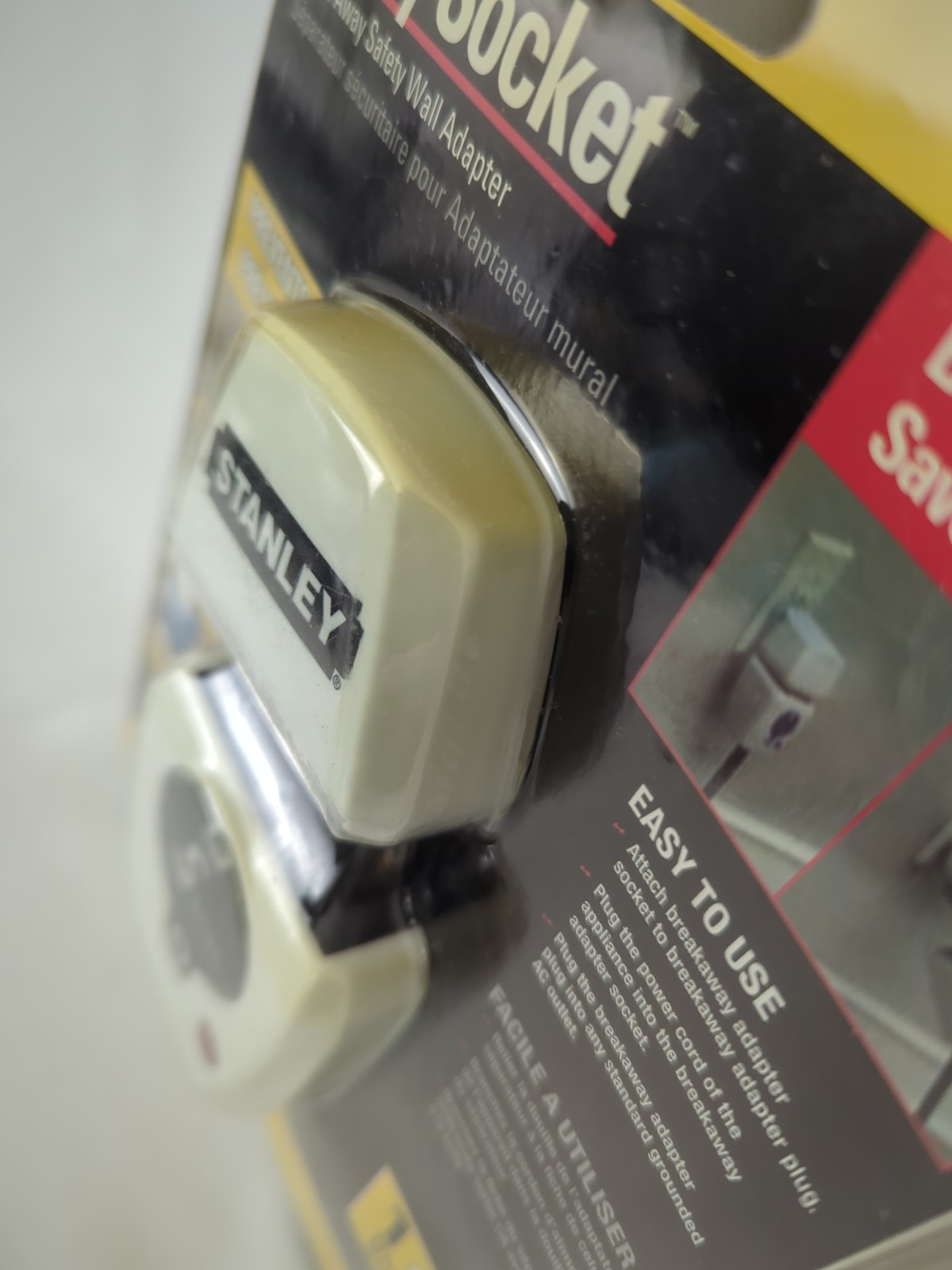 Stanley Security Safety Socket Break Away Safety Wall Adapter, New & Sealed