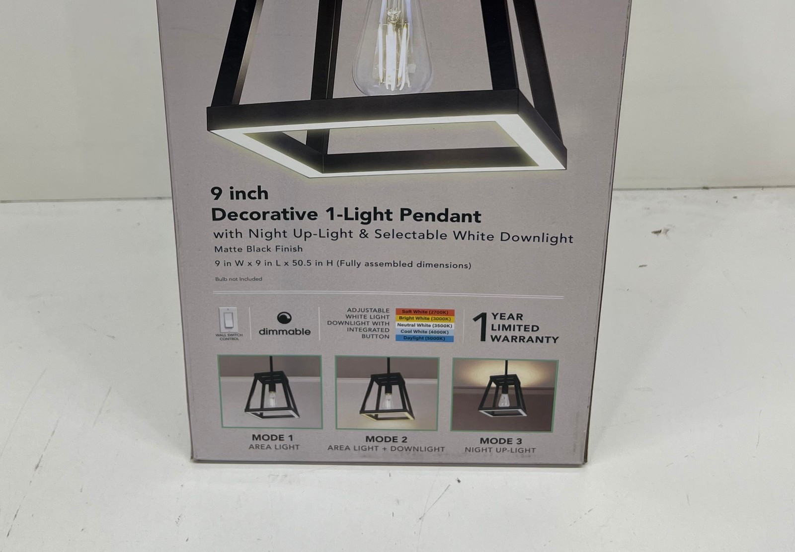 Feit Electric Katalyst 1-Light Matte Black Adjust CCT 3 Light Mode LED Pendant
