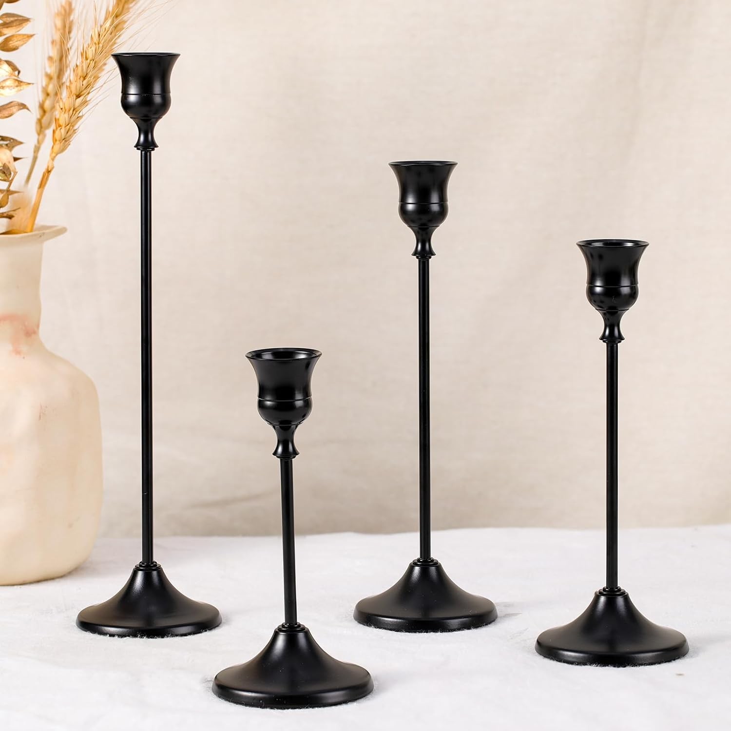 Candlestick Holders, 4PCS Taper Candle Holder for Candlesticks, Black Candle
