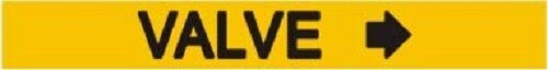 Set of 5 PCS - Pipe Marking-Valve with Arrow Sign (Sticker,Yellow, 1X8)