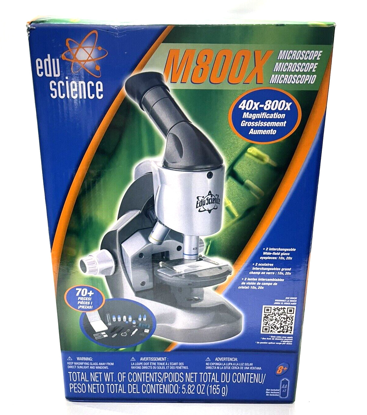 Edu Science M800X Microscope 40x-800x  Toys-R-US  70 pieces NEW OPEN BOX