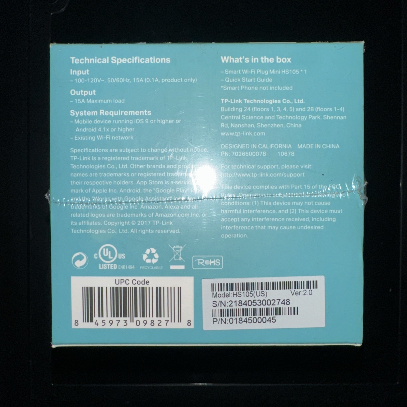 New TP Link Smart Wi-Fi Plug Mini HS105 Kasa