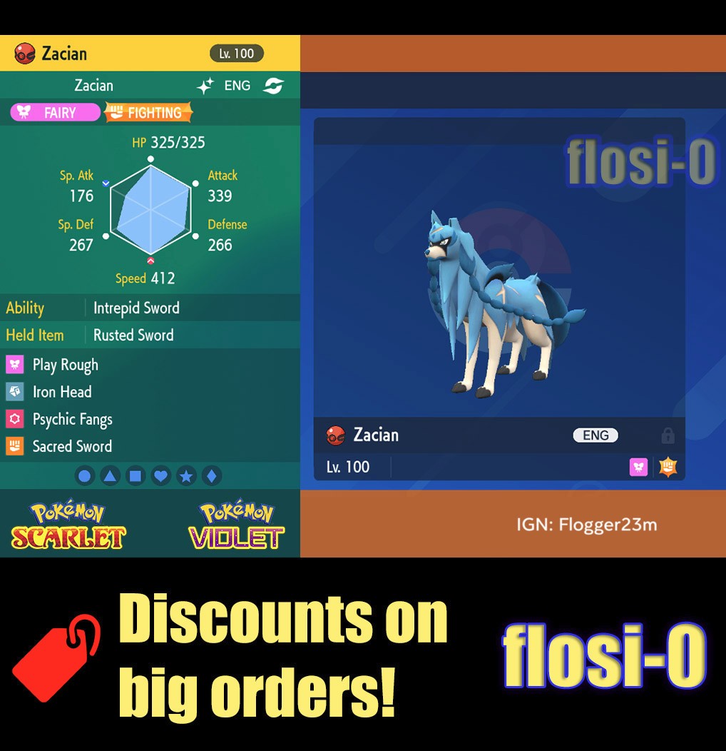 6IV Shiny Zacian Pokemon Scarlet and Violet