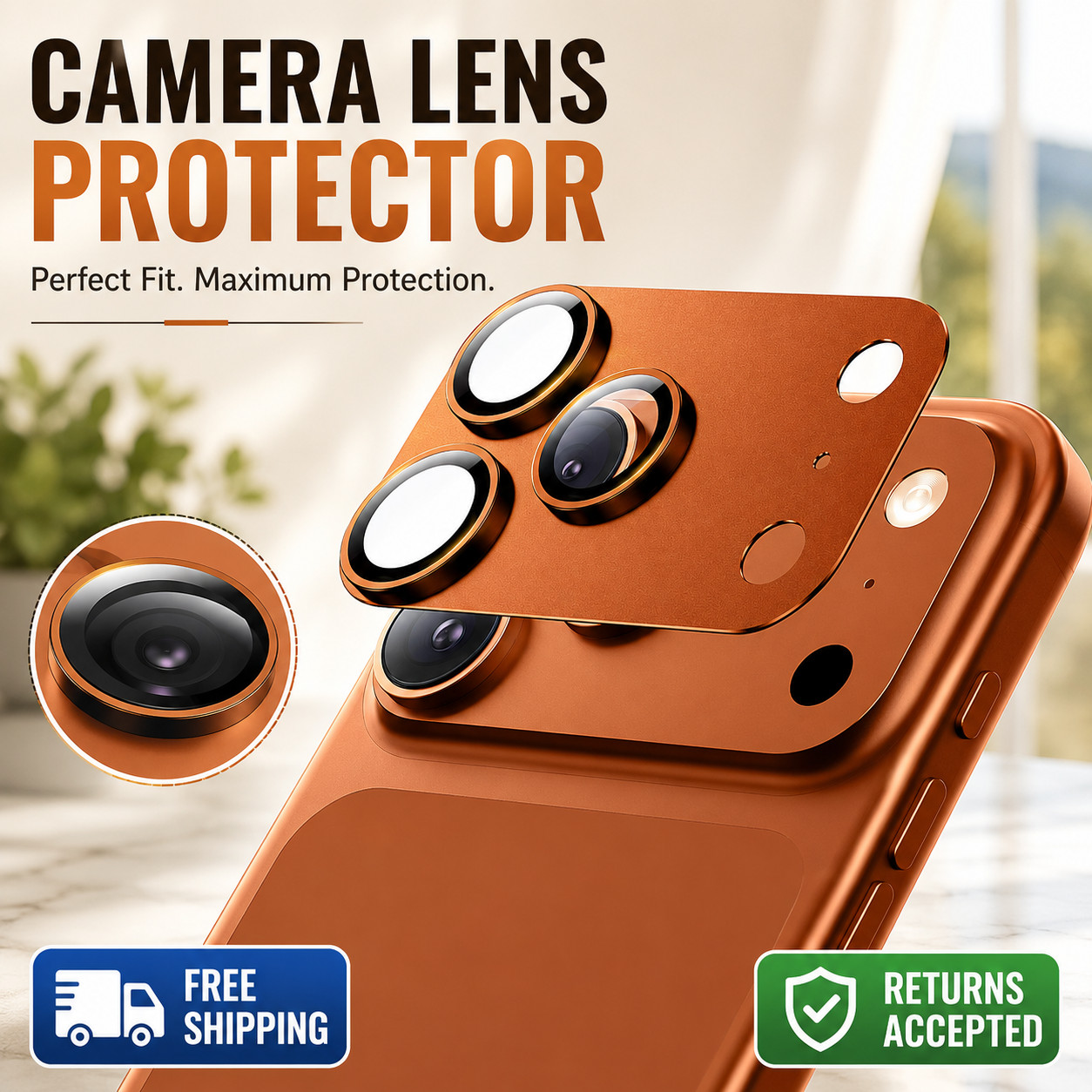 Camera Lens Protector for iPhone 17 Pro Max 9H Tempered Glass Metal Frame Cover