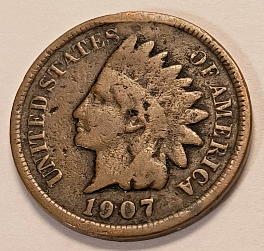 #447 USA 1907-P Indian Cent GOOD Condition Classic Vintage American Coin