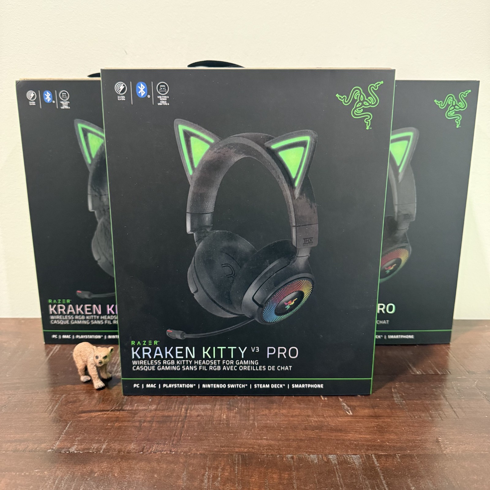 Razer Kraken Kitty V3 Pro Wireless RGB Headset Black Kitty Ears Chroma NEW
