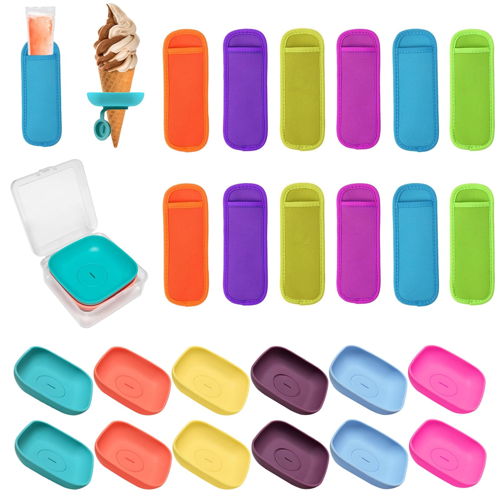 Silicone Popsicle Holder and Sleeves, Reusable Ice Pop Sleeves for Toddlers, ...