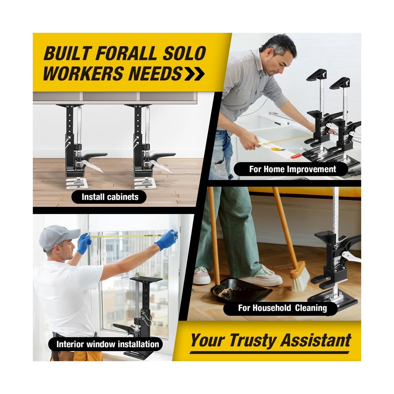 YELLOW JACKET Cabinet Jacks 2 Pack for Installing Cabinets, Labor Saving Arm ...