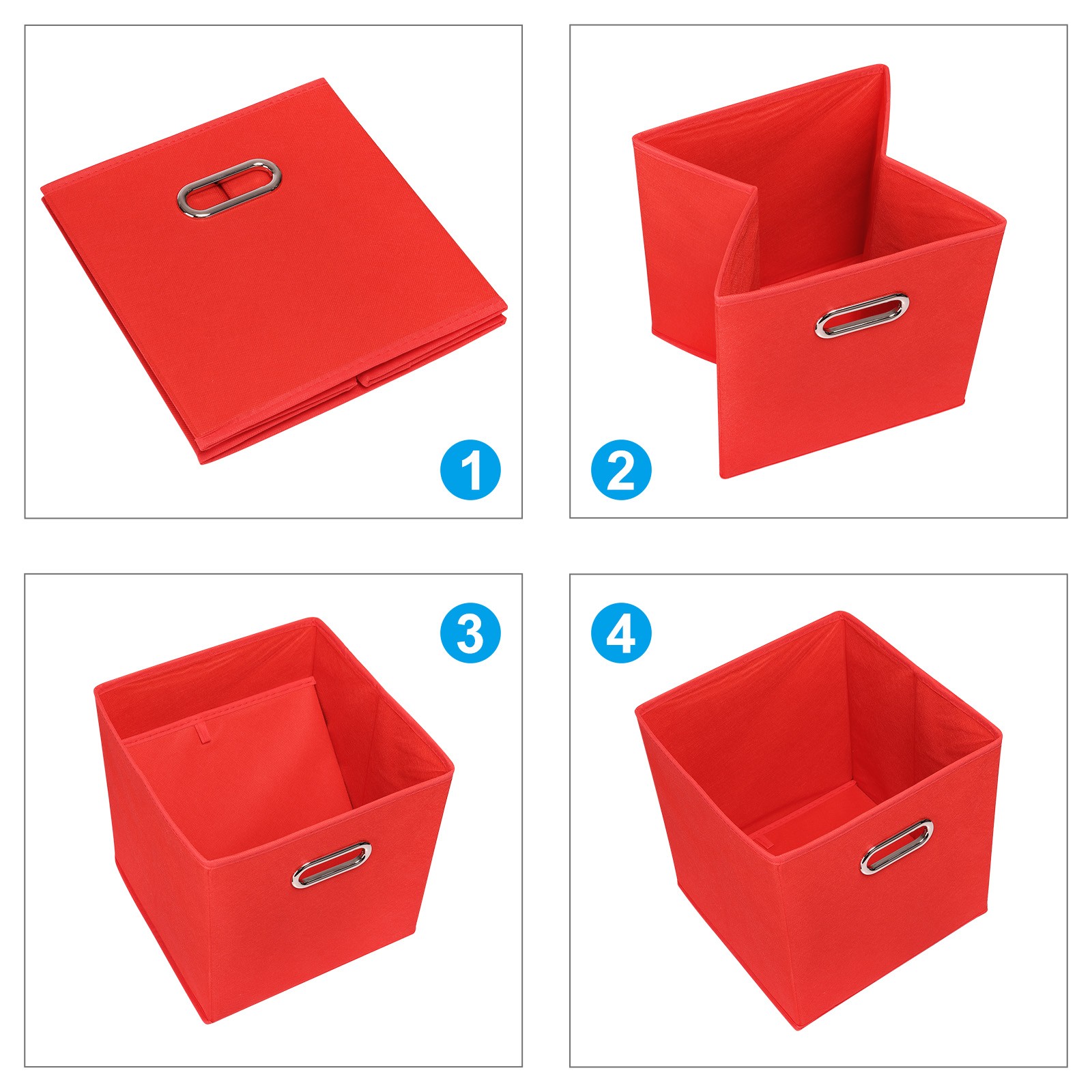 4Pcs 11"x11"x11" Foldable Storage Cube Bins Storage Organizer Bins Dark Blue