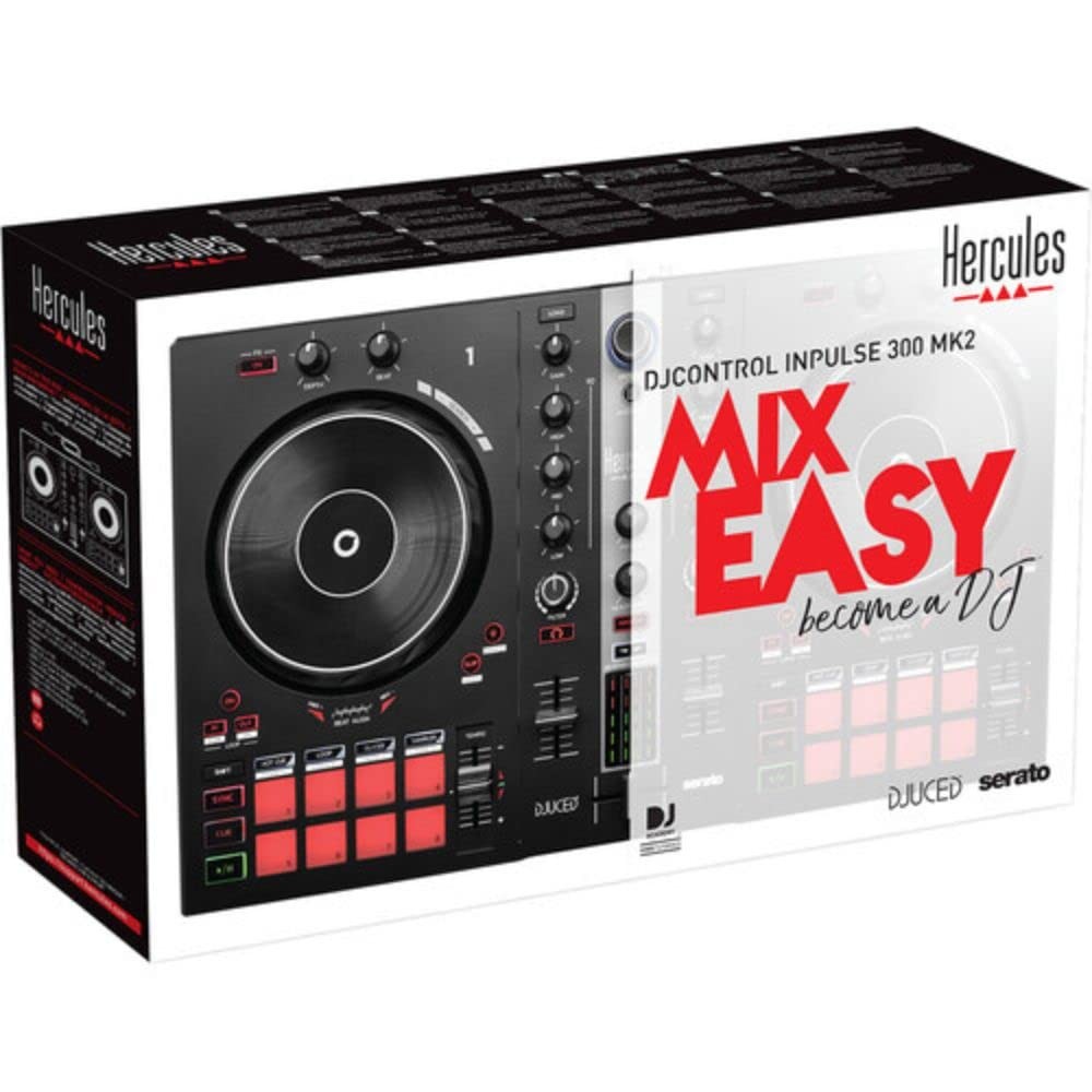 Hercules DJ Control Inpulse 300 MK2 2-Deck USB DJ Controller Bundle