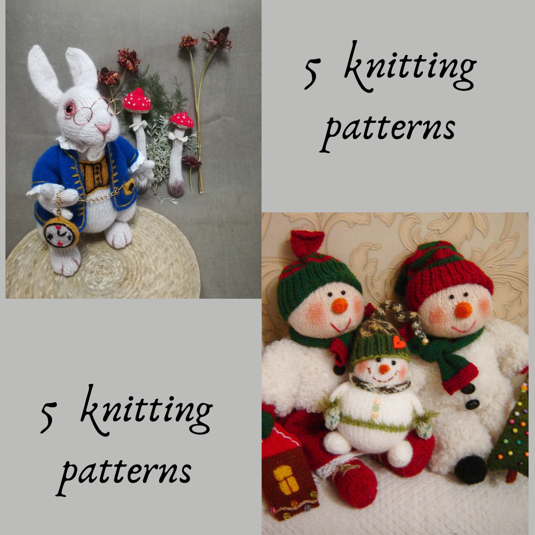 Toy knitting patterns Christmas -easy knitting bunny toys and knittin Snowfamily