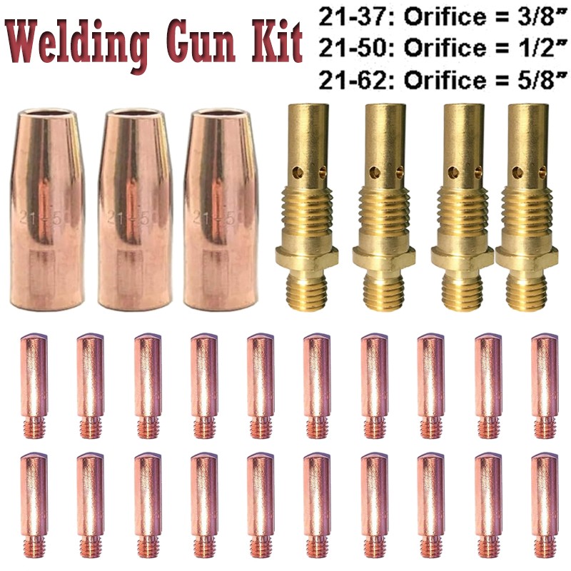 28 PCS Welding Gun Kit .035" for Lincoln 100L Tweco Mini/#1 Tip-Diffuer-Nozzle