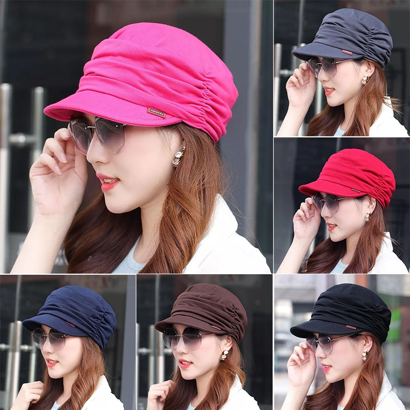 Women Visor Cap Ladies Casual Fashion Newsboy Beret Baggy Baker Boy Peaked Hat