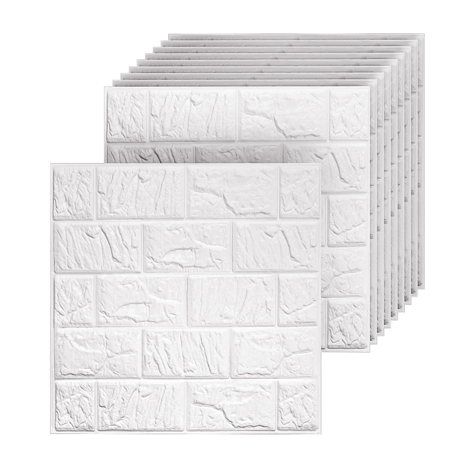 Umedol 40 PCS 3D Wall Panels Self-Adhesive Faux Foam 11.8"x11.8" White Brick