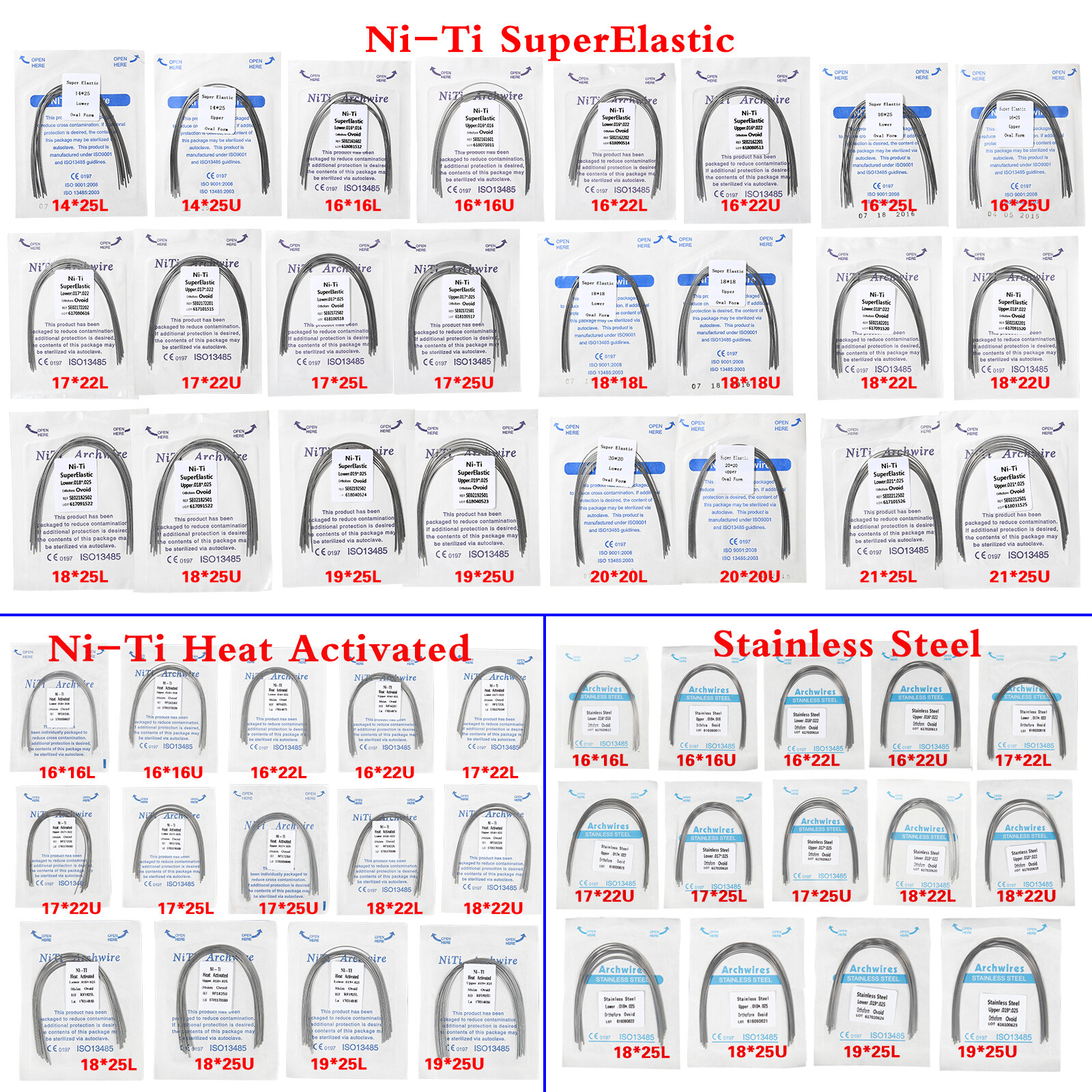 10pcs Sale Orthodontic Arch Wire Heat Thermal Activated /Niti/Stainless Steel