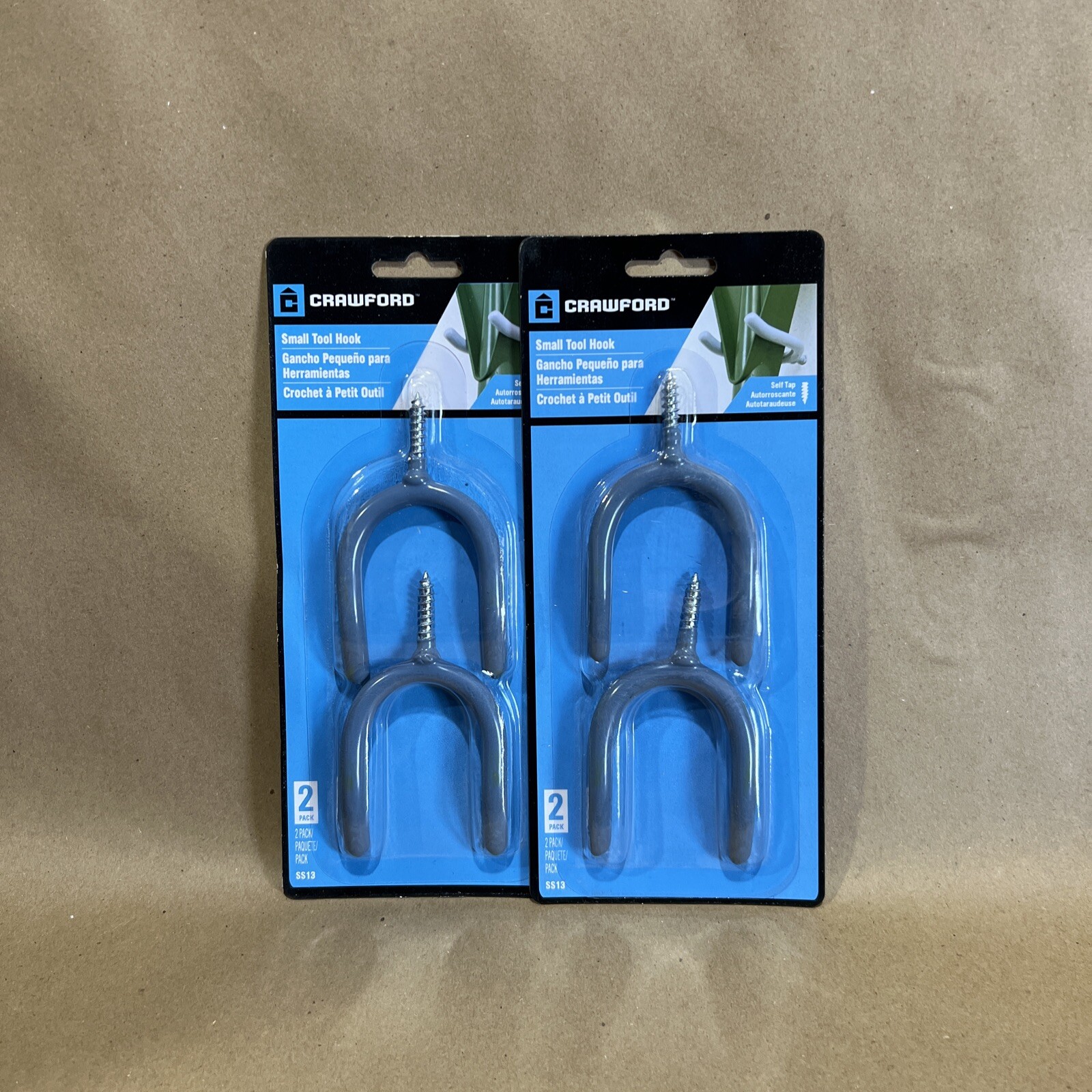 2 Packs Crawford SS13 Steel Vinyl Coated 15 lbs. Capacity Screw In Hook 6.5 in