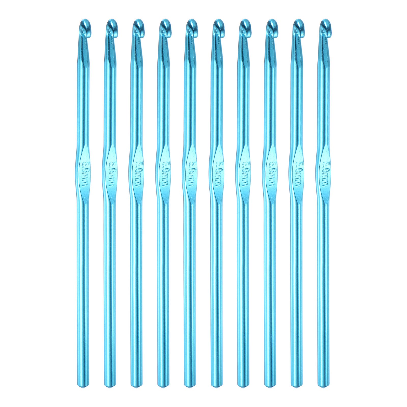10Pcs Aluminum Crochet Hook 5mm US Size H (Size 8) Knitting Needles Blue