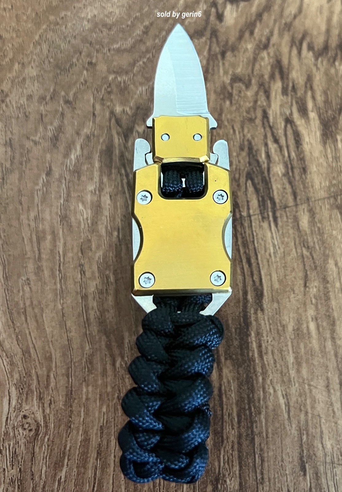 Paracord Emergency Tactical EDC Survival Knife Bracelet, Black & Gold BR7 New