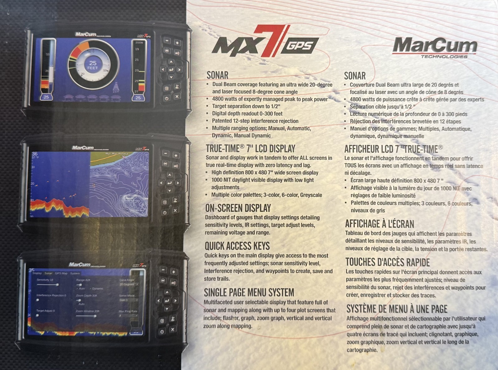 Marcum MX-7GPS 7" LCD Lithium GPS Sonar System