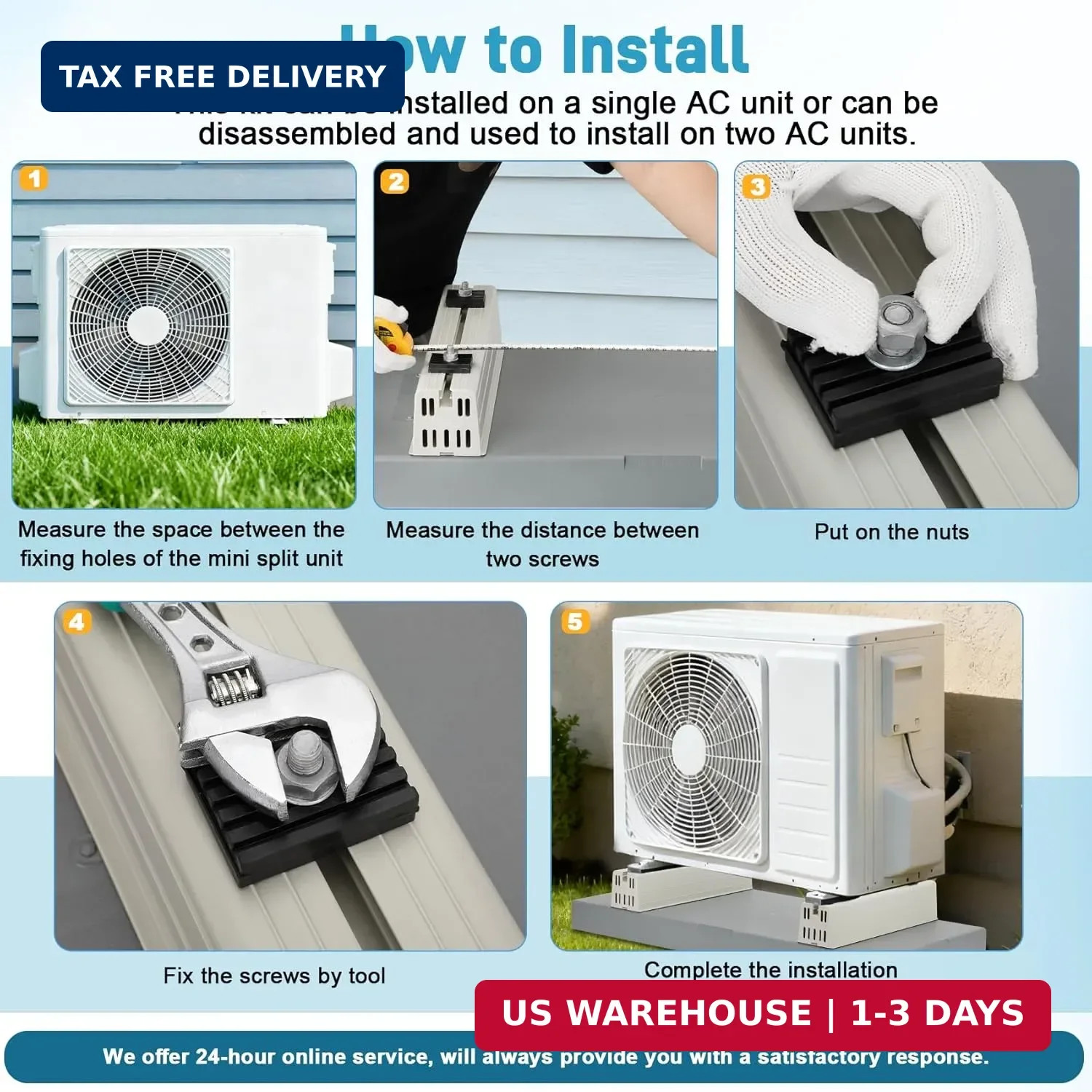 Mini Split Pad with Floor Mounting Base Kit, 38"x18"x3" Mini Split Condenser Pad