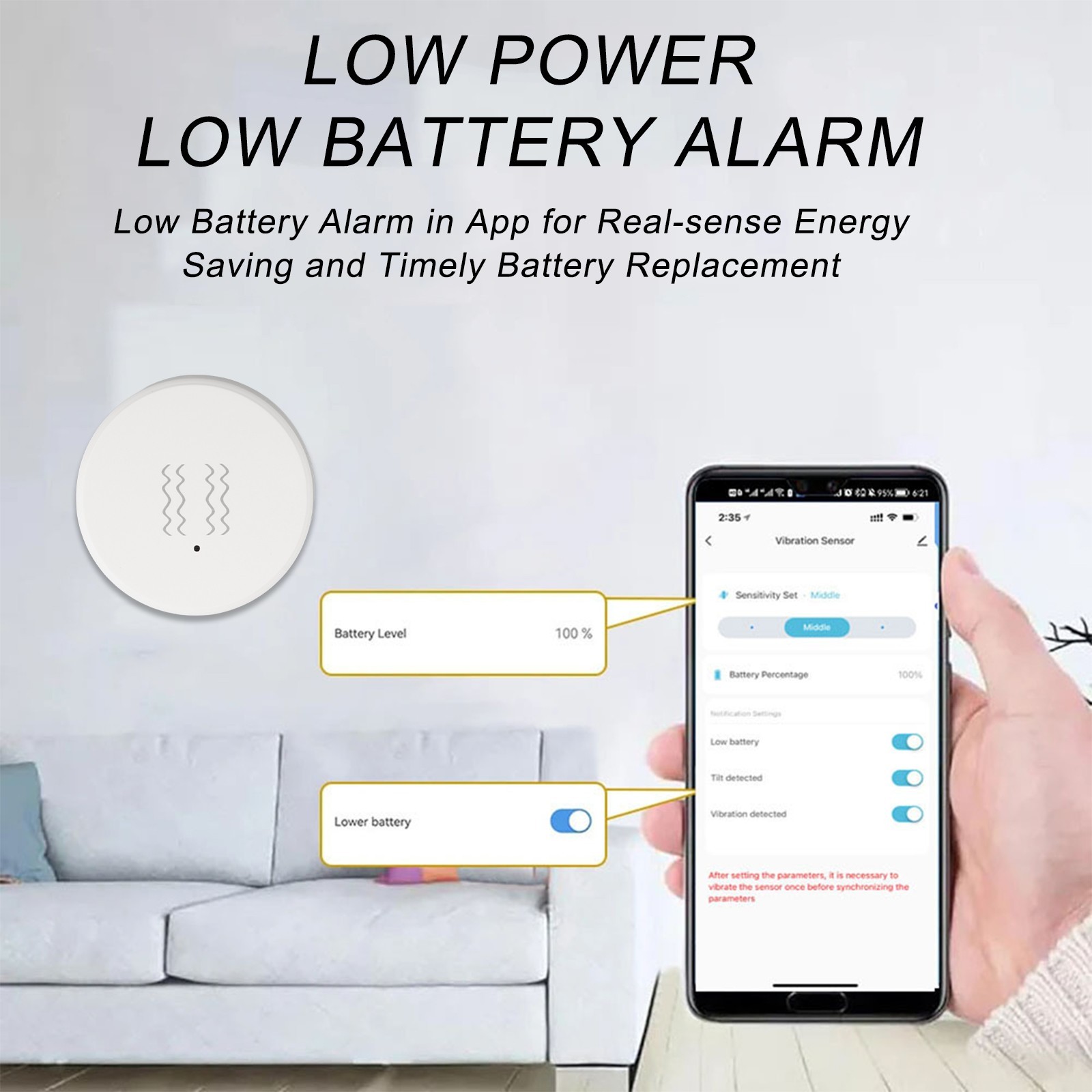 Home Security Enhanced by For Tuya Compatible Smart Vibration Detection Sensors