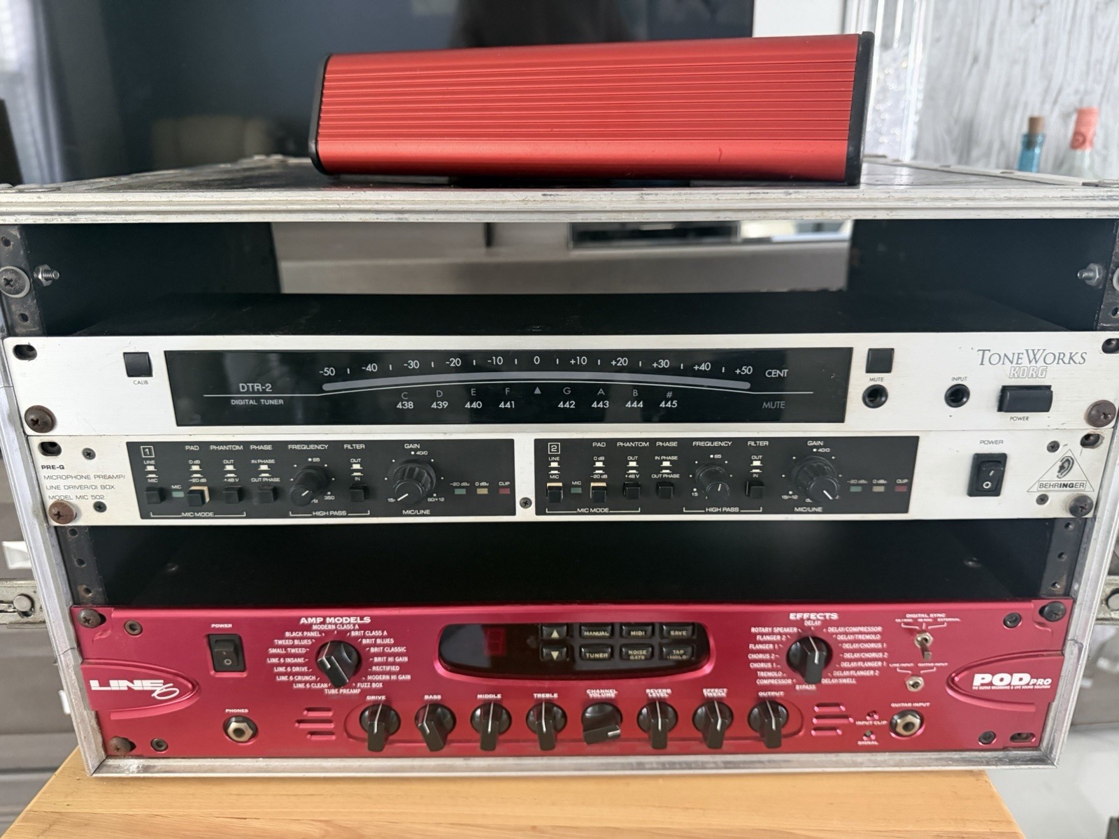 Line 6 POD Pro Rack w/ Behringer MIC502, Korg DTR-2 & Road Case Tested