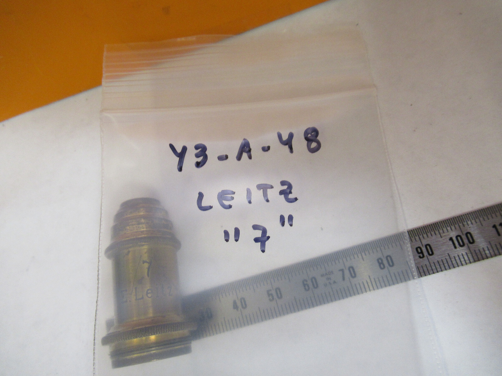 ANTIQUE BRASS ERNST LEITZ OBJECTIVE "7" MICROSCOPE PART AS PICTURED Y3-A-48