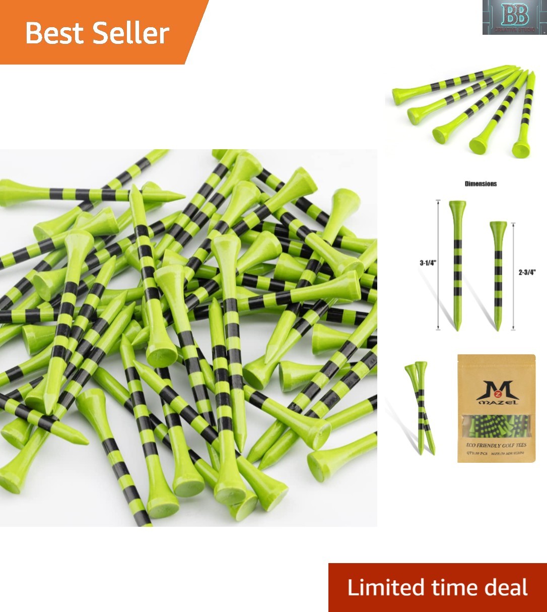 Durable Bamboo Golf Tees with Custom Height Markings - 50 Count for Consistency