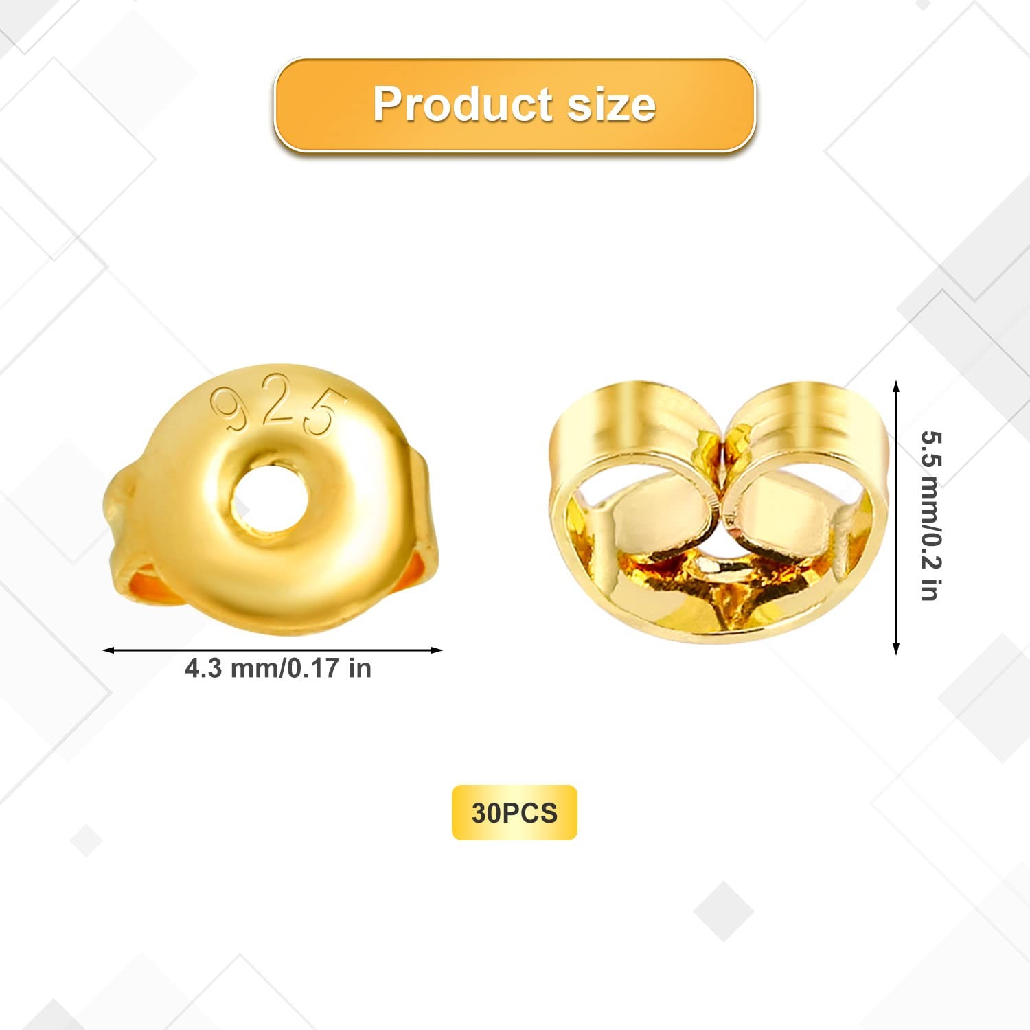 30Pcs Earring Backs for Studs, 18K Gold Butterfly Shape Ear Backings Replacem...