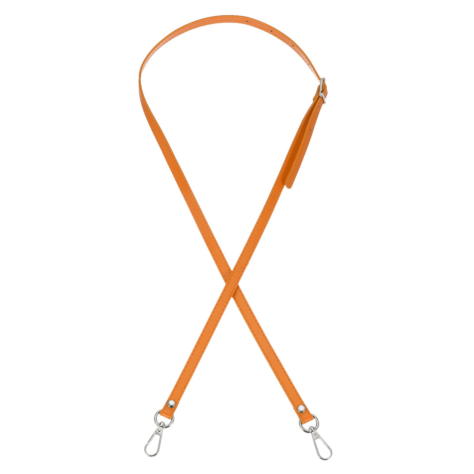 47" Adjustable PU Leather Purse Strap with Silver Hardware Orange