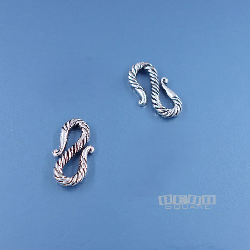 2 Solid Sterling Silver Heavy Duty Twist / Rope S Hook Clasp Connectors #33299