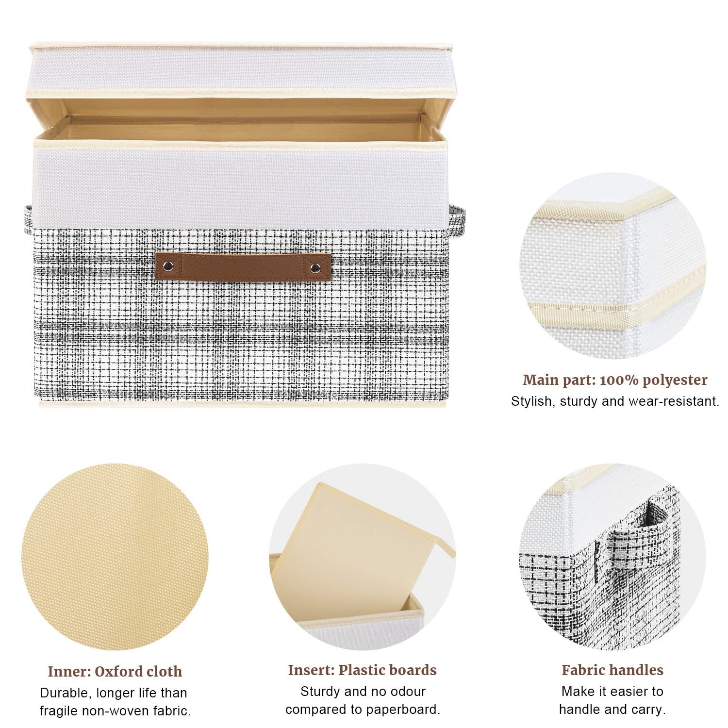 TYEERS Collapsible Storage Bins with Lids, Patchwork Design, Washable, Fabric...