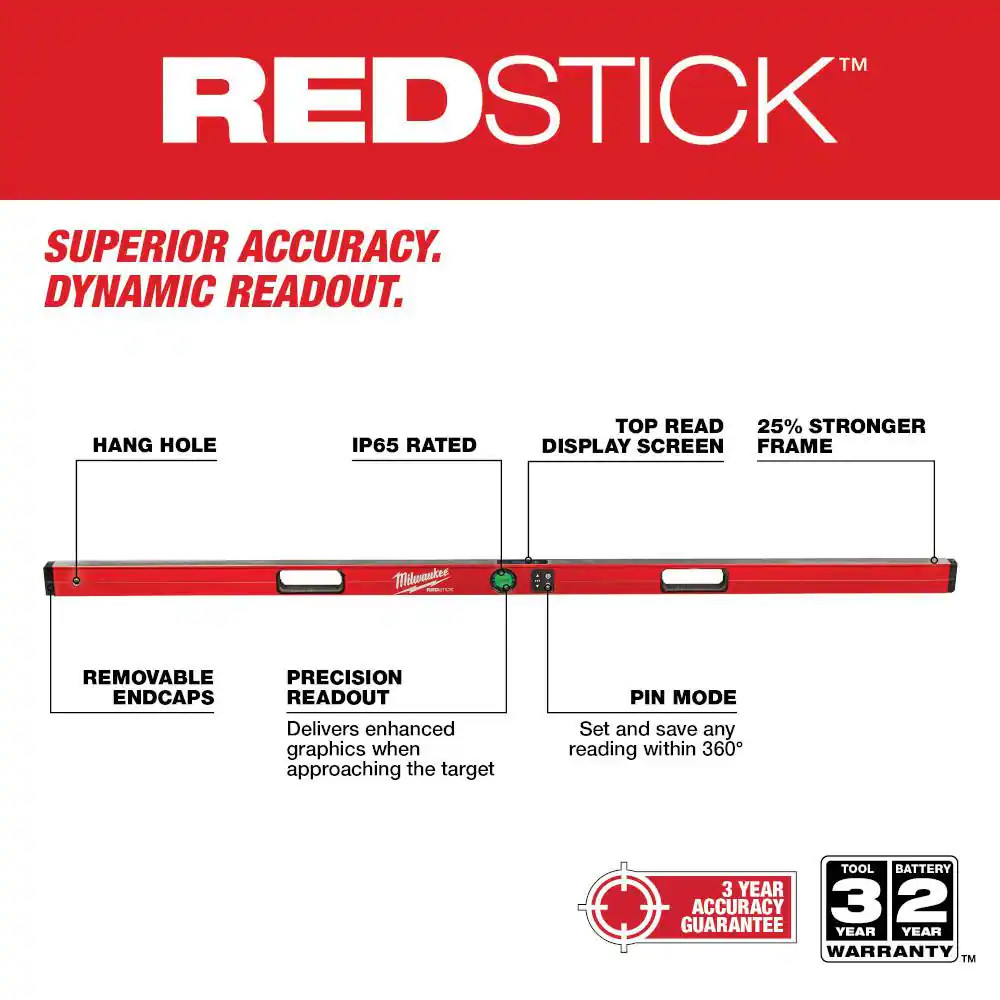 72 In. REDSTICK Digital Box Level with Pin-Point Measurement Technology
