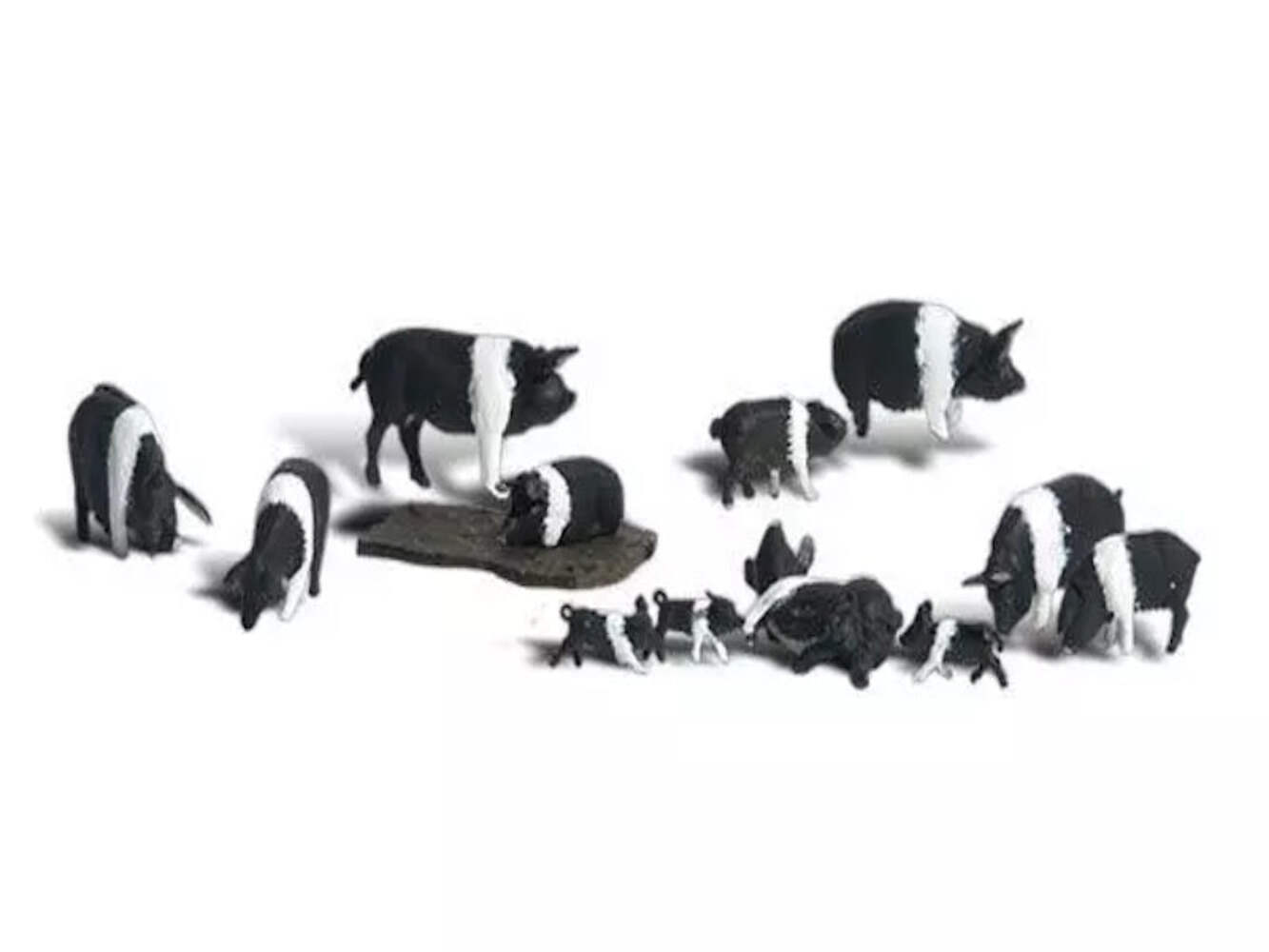 Woodland Scenics A1864 HO Train Figures Hampshire Pigs Black/White