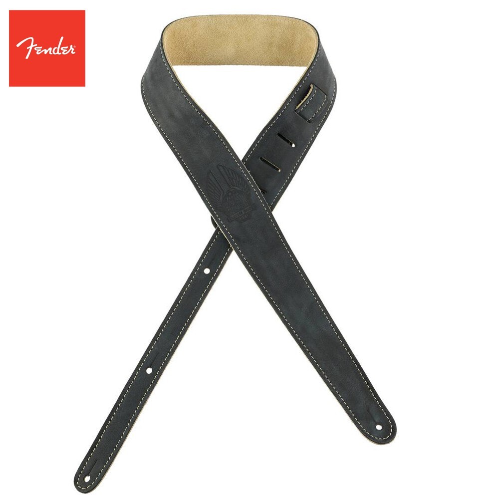 Fender Road Worn® Fully Adjustable Vintage Leather Guitar Strap Black