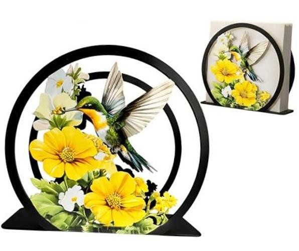 Large Hummingbird Napkin Holder for Table - Metal Free-Standing Paper Napkin