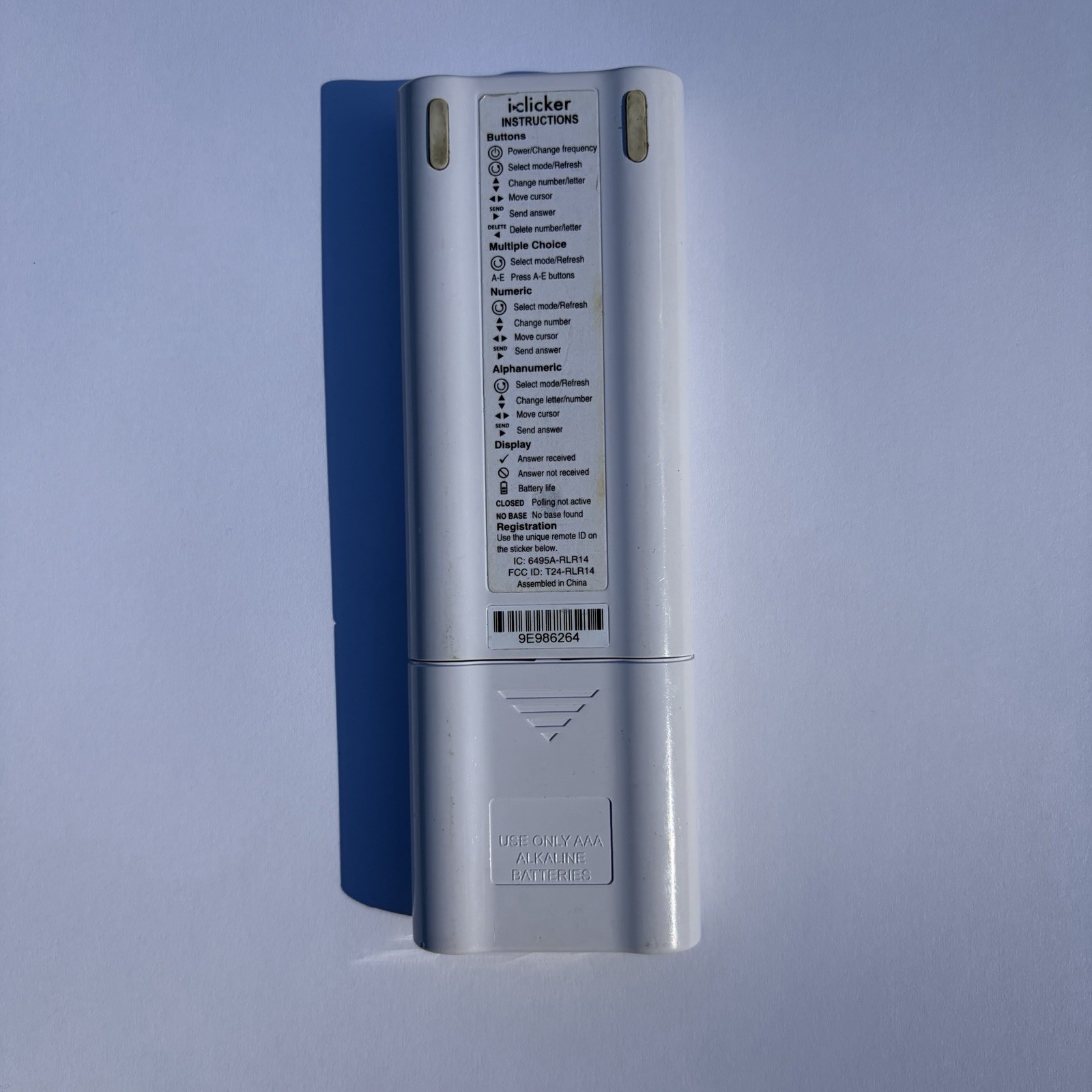 iClicker 2 Wireless Classroom Response Remote Control Clicker, White