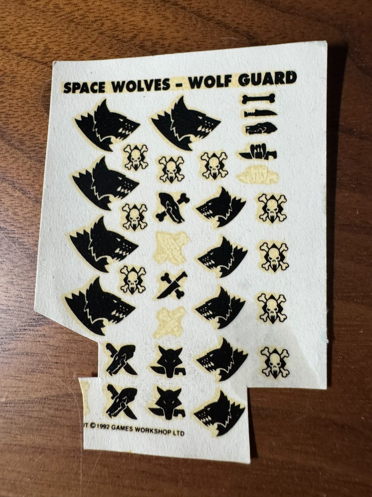 Space Wolves Wolf Guard 1992 OOP Games Workshop Warhammer 40k Transfer Sheet