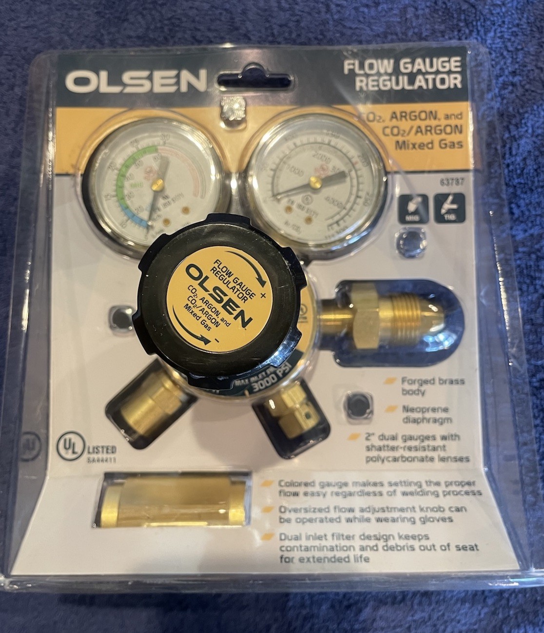 New Olsen Compressed Gas Regulator Dual Gauges Argon/CO2 for MIG TIG Welding
