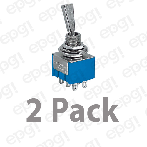 2 PACK - DPDT (ON/ON) MINI BAT HANDLE TOGGLE SWITCH 6AMP-125V # 66-1228-2PK