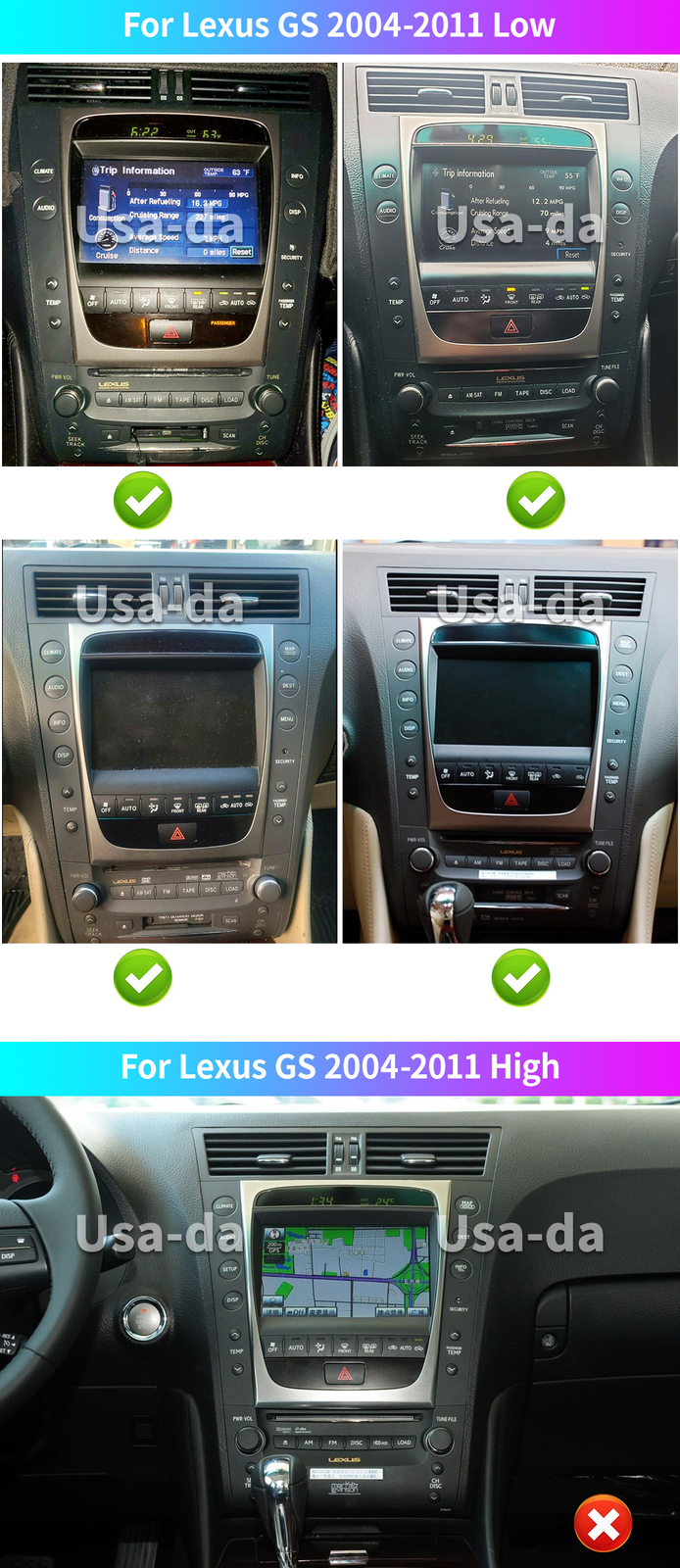 For Lexus GS300 GS330 12.1" Touch Screen Car GPS Navigation Radio Stereo CARPLAY