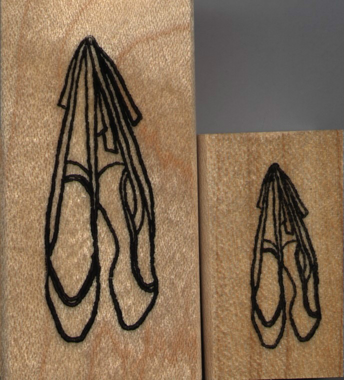 mounted rubber stamps  Ballet Slippers set  1 1/4' X 2"  & 3/4" X 1 1/4"